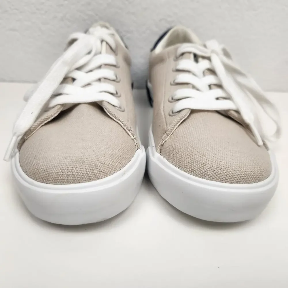 Polo Ralph Lauren Graftyn Canvas Sneakers Kids Size 1.5 Sand Navy Excellent Cond